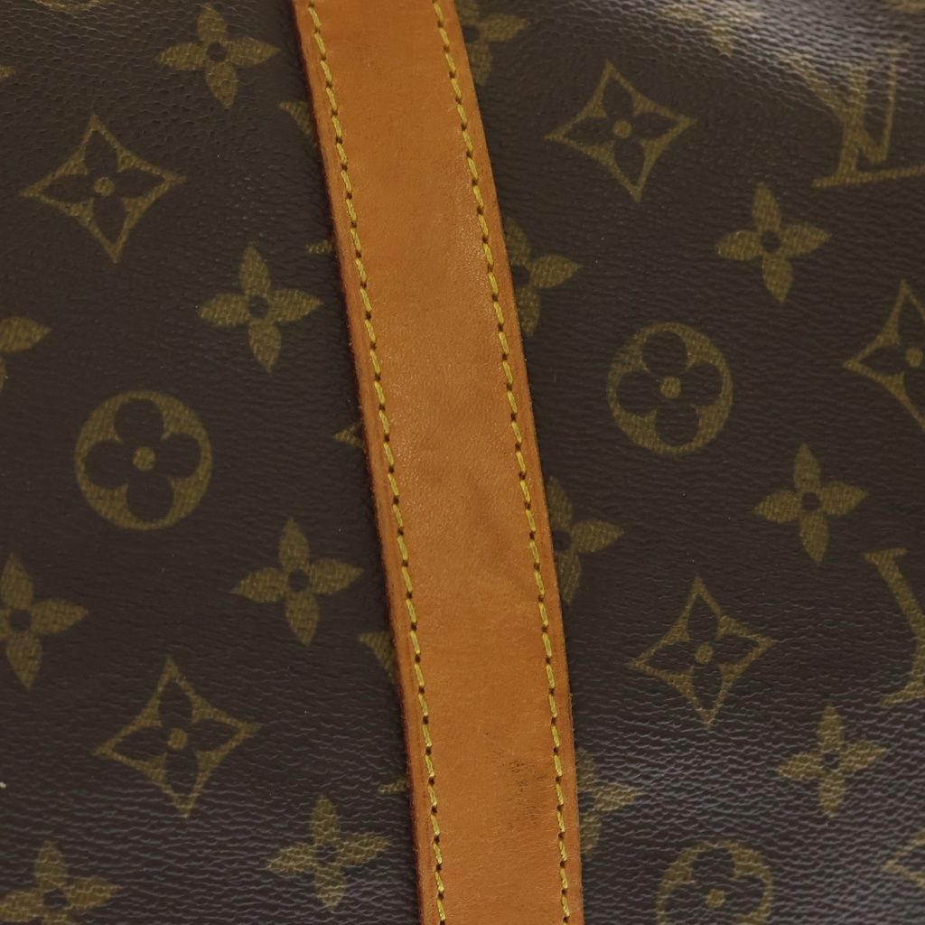 Louis Vuitton Monogram Keepall Bandouliere 60 Travel Bag Brown Leather Gold — view 7