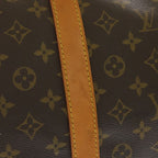 Louis Vuitton Monogram Keepall Bandouliere 60 Travel Bag Brown Leather Gold — view 7
