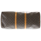 Louis Vuitton Monogram Keepall Bandouliere 60 Travel Bag Brown Leather Gold — view 5