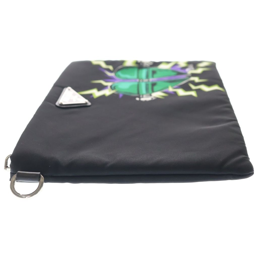 Prada Frankenstein Heart Nylon Bolt Clutch Pouch Black — view 3