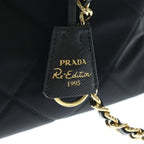 Prada Re Edition Chain Shoulder Bag Black Tessuto Nylon Gold — view 7