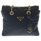 Prada Re Edition Chain Shoulder Bag Black Tessuto Nylon Gold