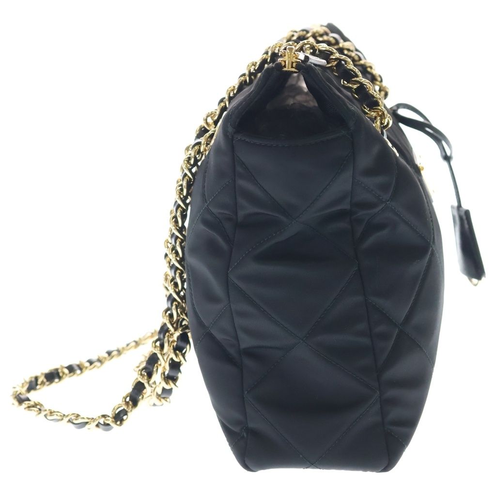 Prada Re Edition Chain Shoulder Bag Black Tessuto Nylon Gold — view 3
