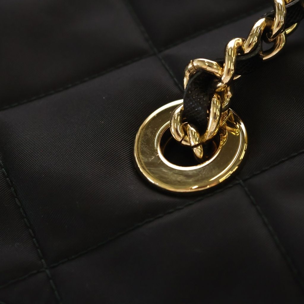 Prada Re Edition Chain Shoulder Bag Black Tessuto Nylon Gold — view 8