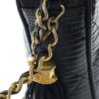 Chanel CC Logo Fringe Chain Mini Shoulder Bag Black Gold — view 7