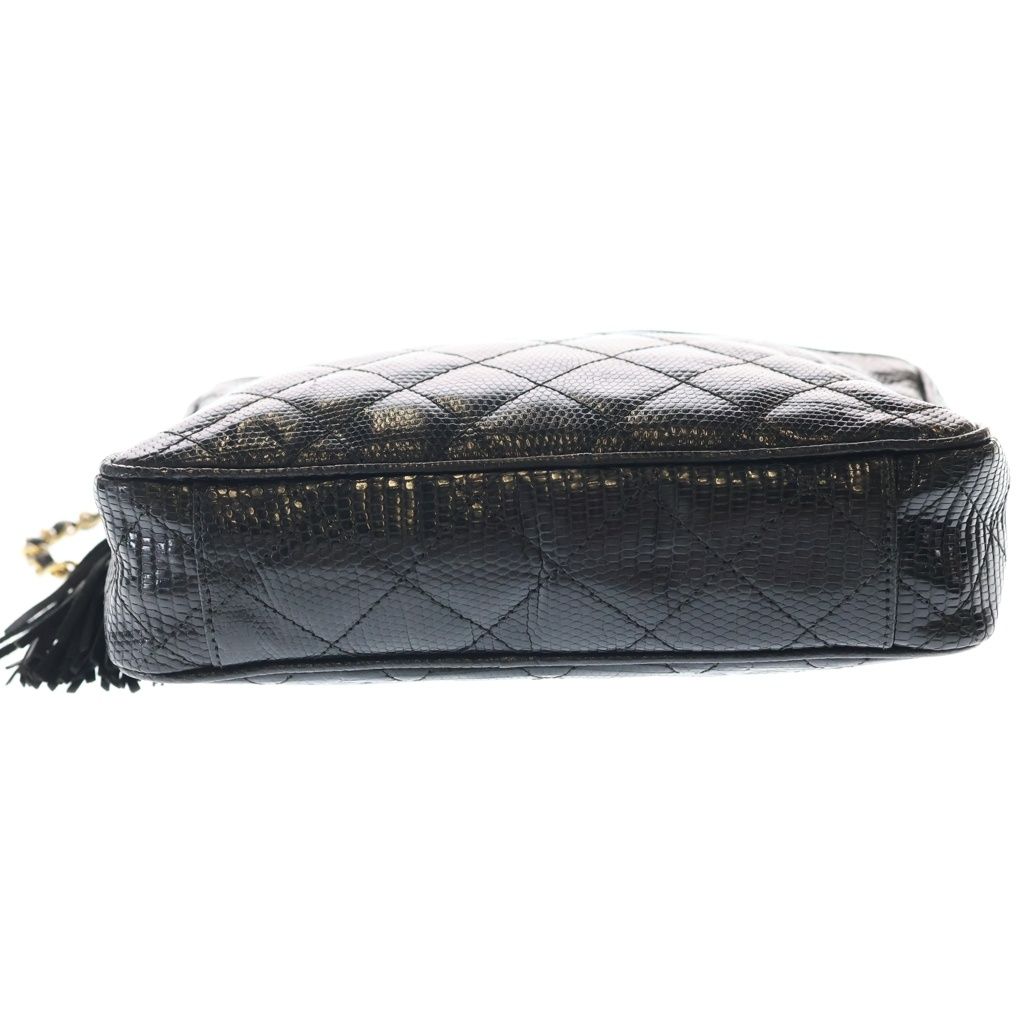 Chanel CC Logo Fringe Chain Mini Shoulder Bag Black Gold — view 4