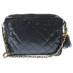 Chanel CC Logo Fringe Chain Mini Shoulder Bag Black Gold — view 2