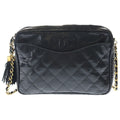 Chanel CC Logo Fringe Chain Mini Shoulder Bag Black Gold