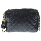 Chanel CC Logo Fringe Chain Mini Shoulder Bag Black Gold