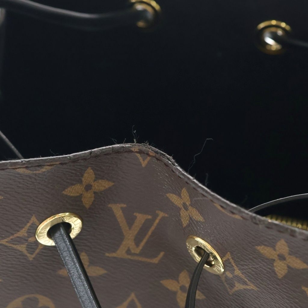 Louis Vuitton Monogram Neo Noe Shoulder Bag Brown Black Leather Gold — view 7