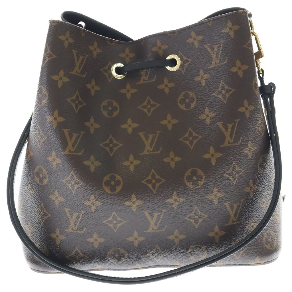 Louis Vuitton Monogram Neo Noe Shoulder Bag Brown Black Leather Gold — view 2