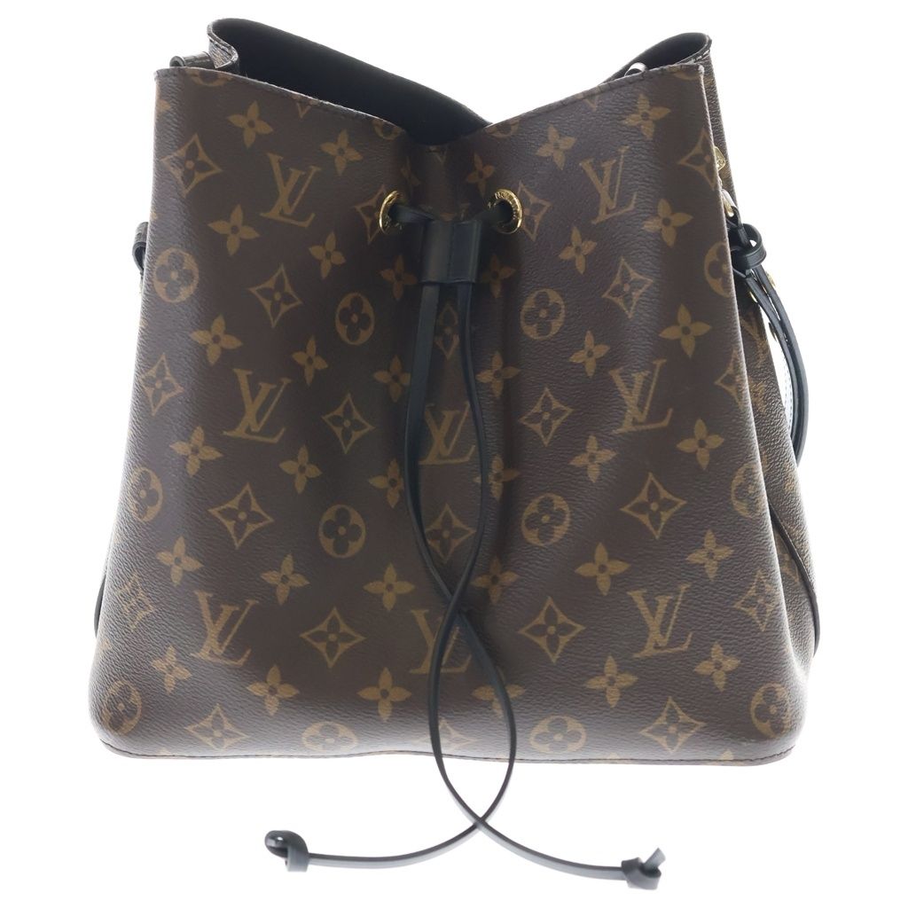 Louis Vuitton Monogram Neo Noe Shoulder Bag Brown Black Leather Gold