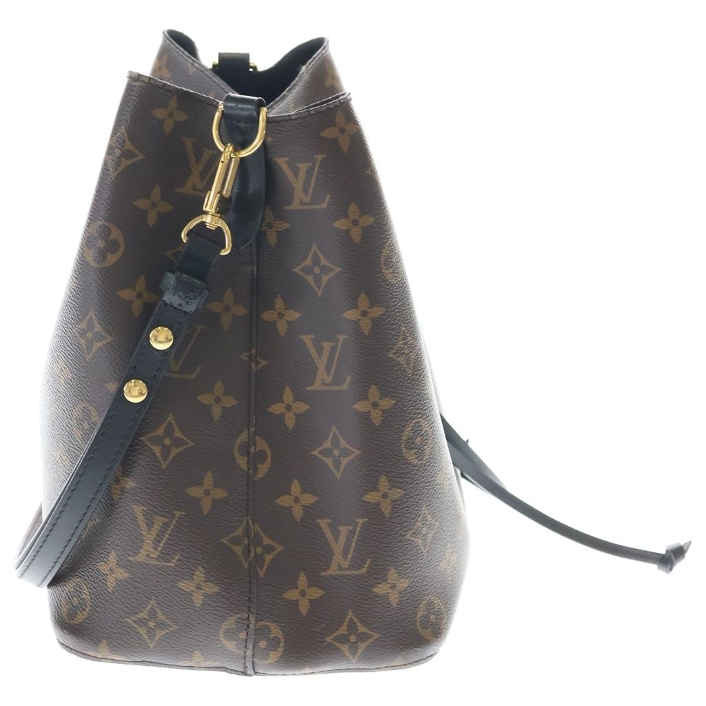 Louis Vuitton Monogram Neo Noe Shoulder Bag Brown Black Leather Gold — view 3