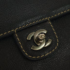 Chanel Turnlock Stitch Chain Tote Shoulder Bag Black Caviar Leather Silver — view 6