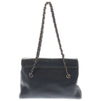 Chanel Turnlock Stitch Chain Tote Shoulder Bag Black Caviar Leather Silver — view 2