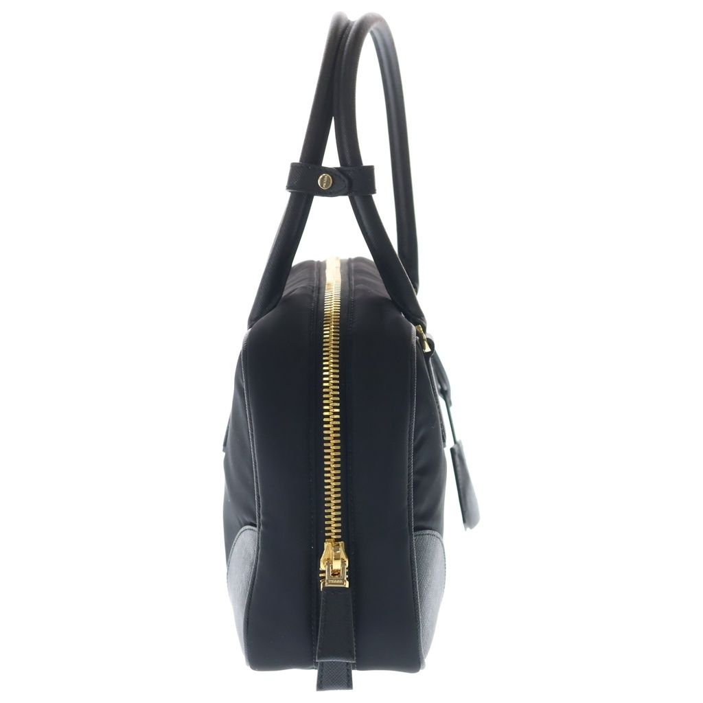 Prada Rinylon 2-Way Shoulder Bag Black Leather Nylon Gold — view 3