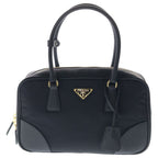Prada Rinylon 2-Way Shoulder Bag Black Leather Nylon Gold