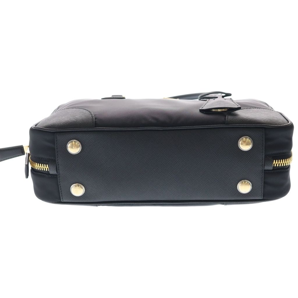 Prada Rinylon 2-Way Shoulder Bag Black Leather Nylon Gold — view 4