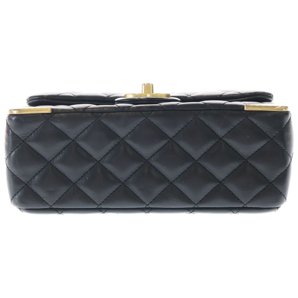 Chanel Quilted 25 Metal S Flap Chain Shoulder Back Mini Bag Black Lambskin Gold — view 4