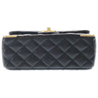 Chanel Quilted 25 Metal S Flap Chain Shoulder Back Mini Bag Black Lambskin Gold — view 4