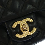 Chanel Quilted 25 Metal S Flap Chain Shoulder Back Mini Bag Black Lambskin Gold — view 6