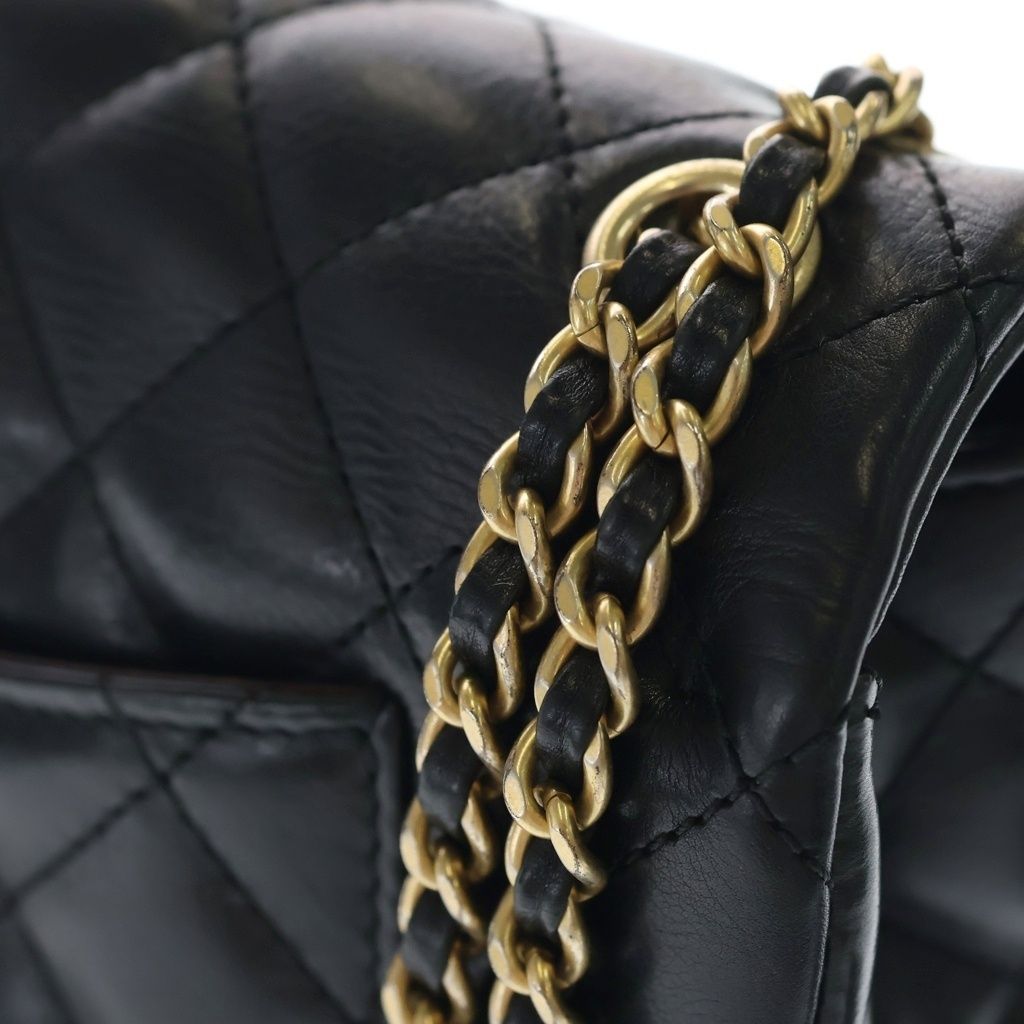 Chanel Quilted 25 Metal S Flap Chain Shoulder Back Mini Bag Black Lambskin Gold — view 7