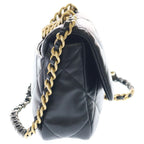 Chanel Dizeneuf 19 2-Way Chain Shoulder Bag Black Lambskin Gold — view 3