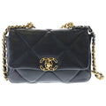 Chanel Dizeneuf 19 2-Way Chain Shoulder Bag Black Lambskin Gold