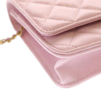 Chanel CC Logo Chain Wallet Shoulder Pink Caviar Leather Gold — view 5