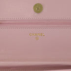 Chanel CC Logo Chain Wallet Shoulder Pink Caviar Leather Gold — view 6