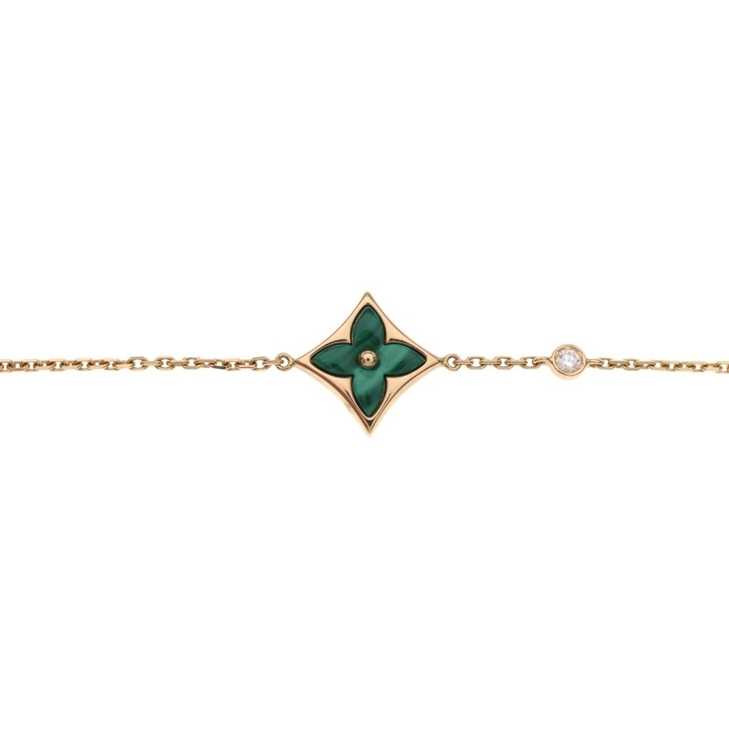 Louis Vuitton Star Blossom BB Bracelet Malachite Diamond 18k Pink Gold Green — view 5