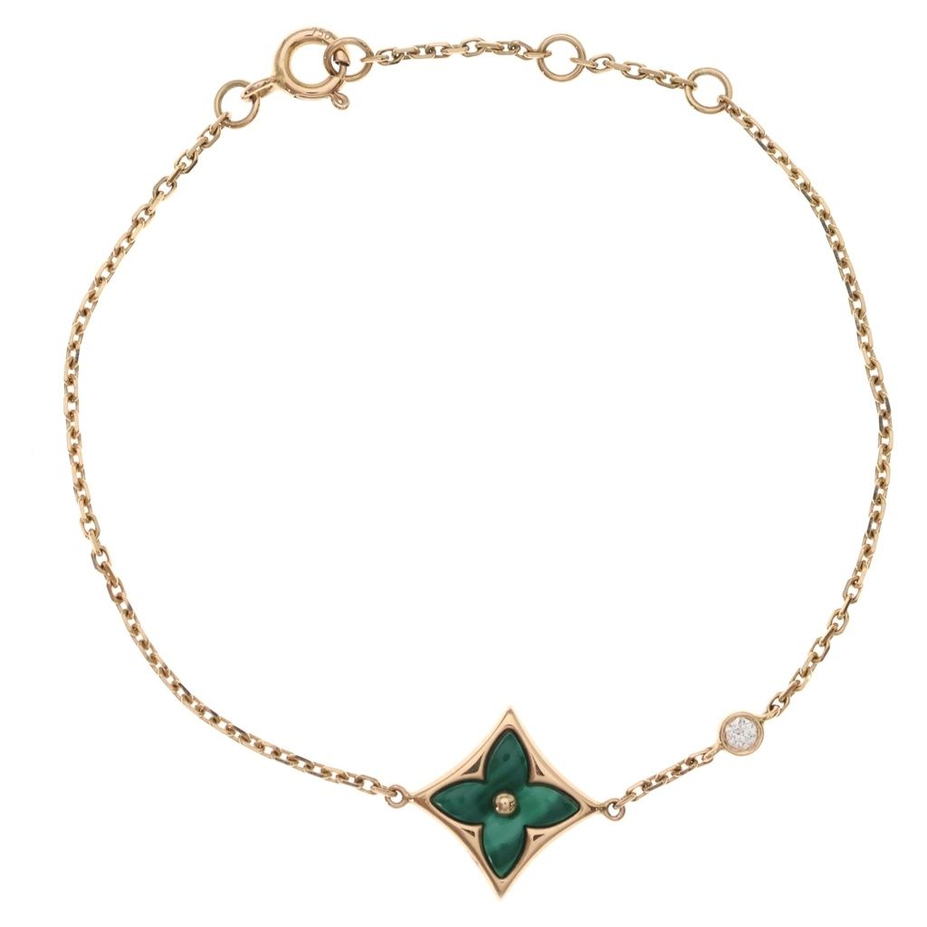 Louis Vuitton Star Blossom BB Bracelet Malachite Diamond 18k Pink Gold Green