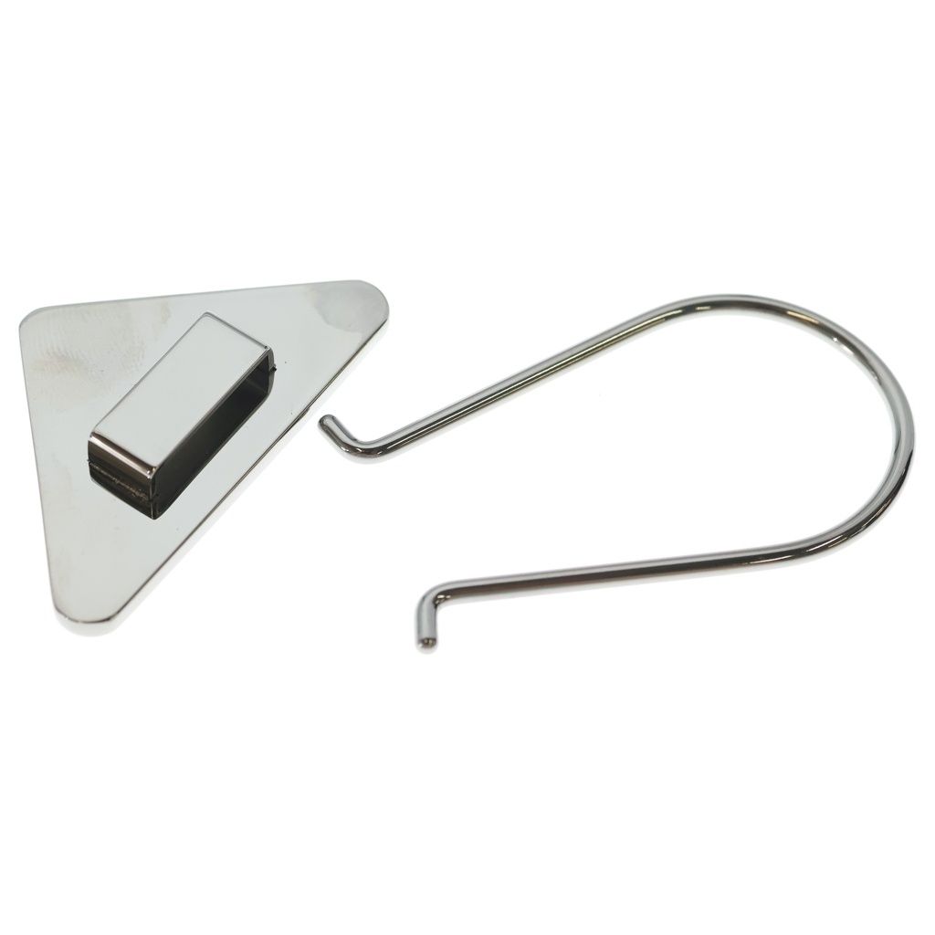 Prada Triangle Logo Metal Key Sling Bag Charm Key Holder Black Silver — view 5