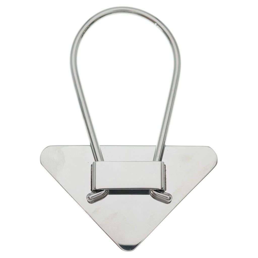 Prada Triangle Logo Metal Key Sling Bag Charm Key Holder Black Silver — view 2