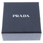 Prada Triangle Logo Metal Key Sling Bag Charm Key Holder Black Silver — view 6