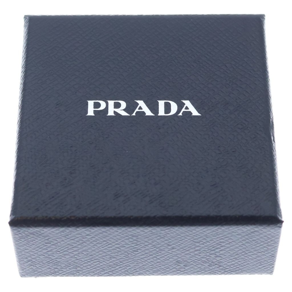 Prada Triangle Logo Metal Key Sling Bag Charm Key Holder Black Silver — view 6