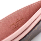 Louis Vuitton Monogram Card Holder Leather LV Charm Case Brown Pink — view 4