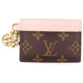 Louis Vuitton Monogram Card Holder Leather LV Charm Case Brown Pink