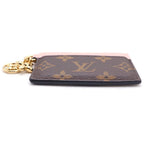 Louis Vuitton Monogram Card Holder Leather LV Charm Case Brown Pink — view 5