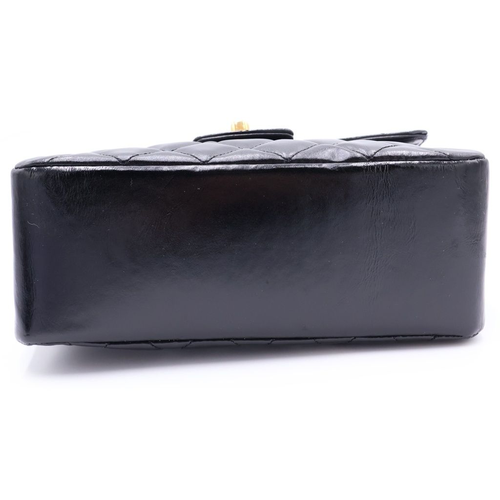 Chanel Quilted Patent Leather Gold Top Handle Handbag Black — view 4