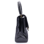 Chanel Quilted Patent Leather Gold Top Handle Handbag Black — view 3