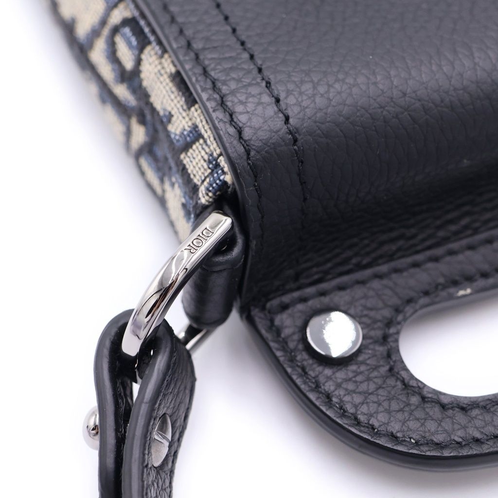 Dior Oblique Saddle Vertical Pouch Trotter Canvas Leather Shoulder Bag Black — view 7
