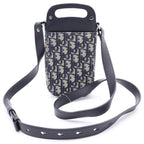 Dior Oblique Saddle Vertical Pouch Trotter Canvas Leather Shoulder Bag Black — view 2