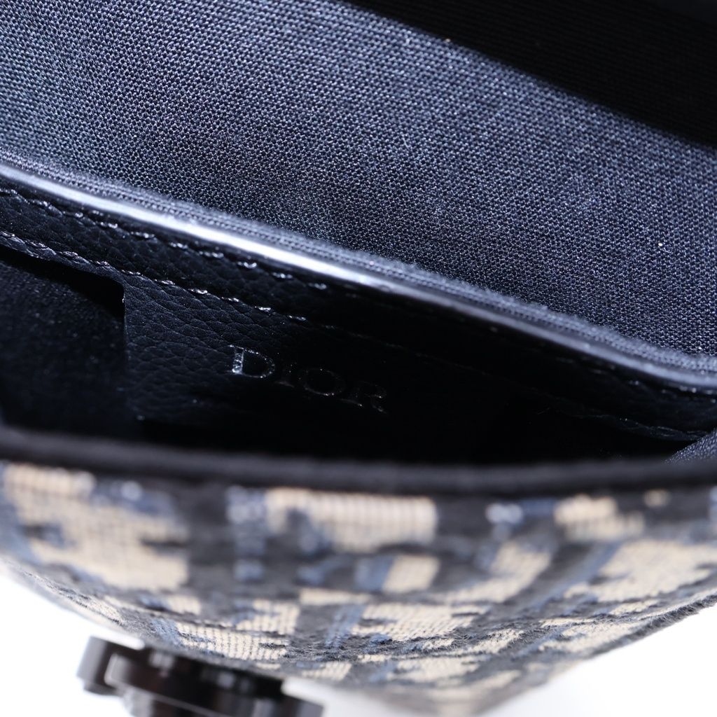 Dior Oblique Saddle Vertical Pouch Trotter Canvas Leather Shoulder Bag Black — view 9