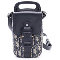 Dior Oblique Saddle Vertical Pouch Trotter Canvas Leather Shoulder Bag Black