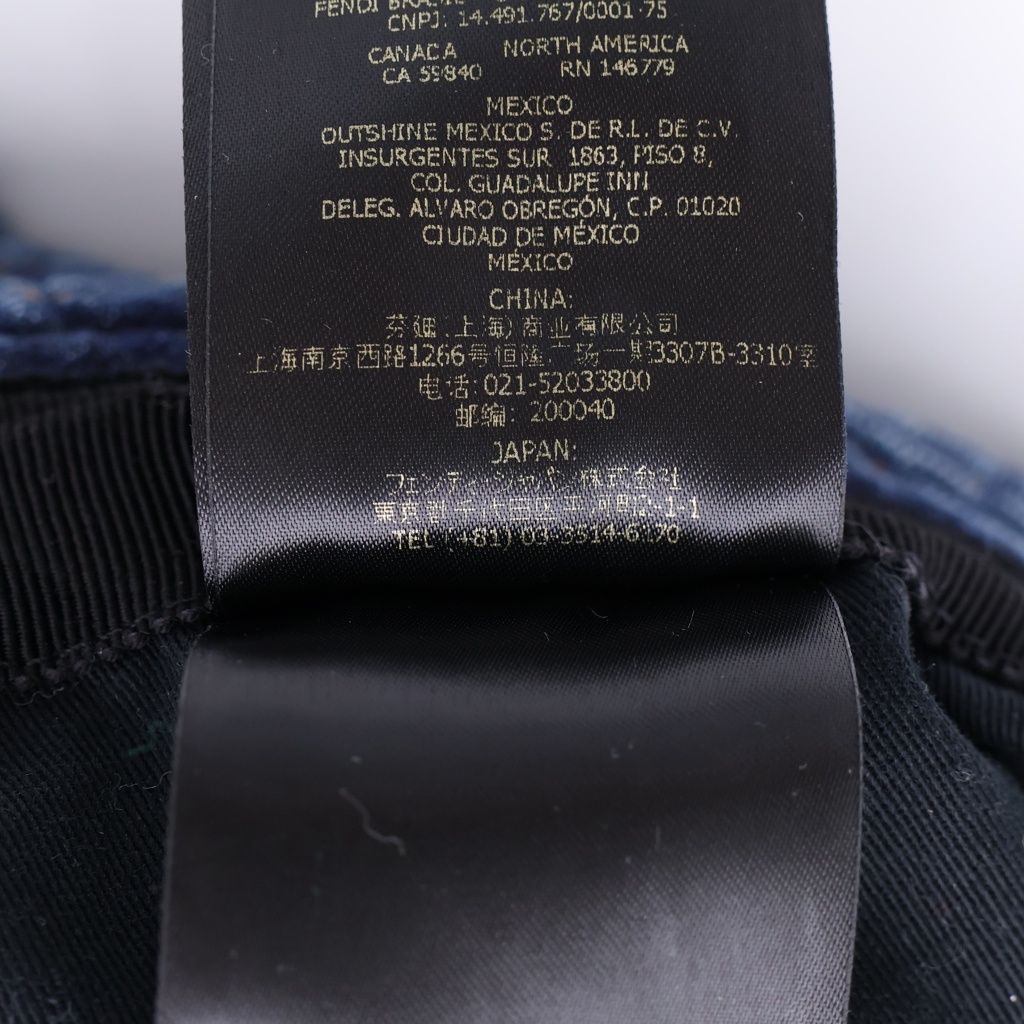 Fendi Logo Embroidery Cutoff Denim Fringe Bucket Hat Indigo — view 8
