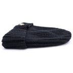 Gucci GG Logo Patch Wool Rib Knit Lame Hat Black — view 4