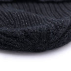 Gucci GG Logo Patch Wool Rib Knit Lame Hat Black — view 6