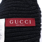 Gucci GG Logo Patch Wool Rib Knit Lame Hat Black — view 7