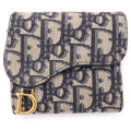Dior Saddle Lotus Oblique Compact Wallet Beige